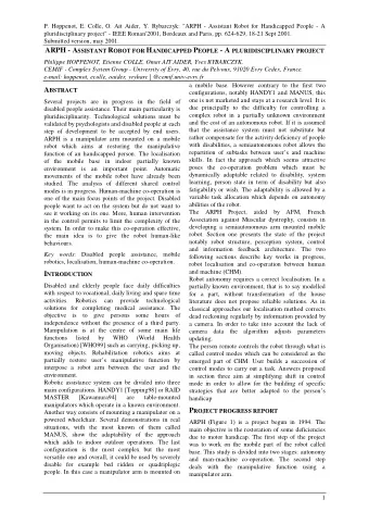 P. Hoppenot, E. Colle, O. Ait Aider, Y. Rybarczyk: &quot;ARPH - Assistant Robot for Handicapped