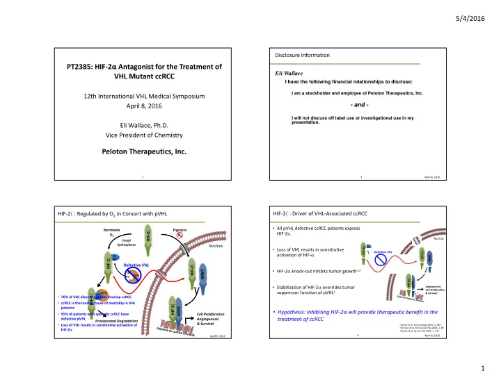 hif 2 hif 2 knock out inhibits tumor growth 1 2 arnt pvhl
