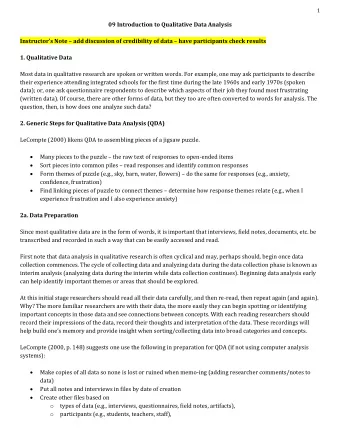 1  09 Introduction to Qualitative Data Analysis Instructor  s Note  add discussion of