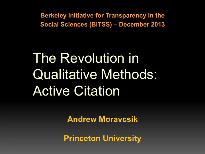 the revolution in qualitative methods active citation