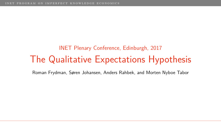 the qualitative expectations hypothesis
