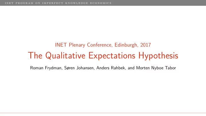 the qualitative expectations hypothesis