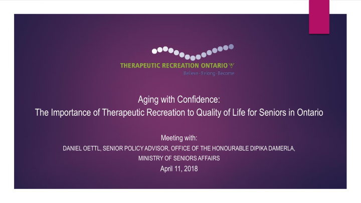 aging with confidence the importance of therapeutic