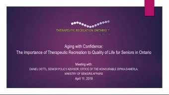 Aging with Confidence:  The Importance of Therapeutic Recreation to Quality of Life for Seniors in