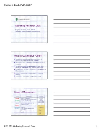 Gathering Research Data  Stephen E. Brock, Ph.D., NCSP  California State University, Sacramento  1