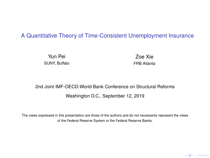 a quantitative theory of time consistent unemployment