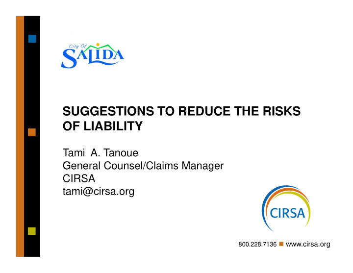 suggestions to reduce the risks of liability