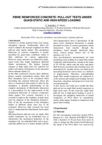 FIBRE REINFORCED CONCRETE: PULL-OUT TESTS UNDER  QUASI-STATIC AND HIGH-SPEED LOADING  C.