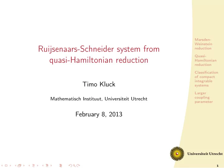 ruijsenaars schneider system from