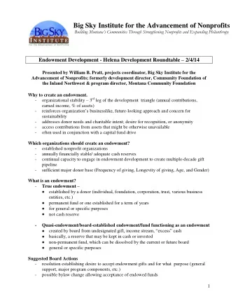 Big Sky Institute for the Advancement of Nonprofits Building Montanas Communities Through