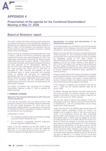 APPENDIX 4  Presentation of the agenda for the Combined Shareholders  Meeting of May 27, 2020