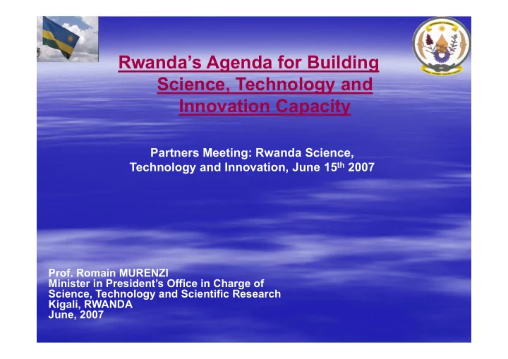 rwanda s agenda for building science technology and