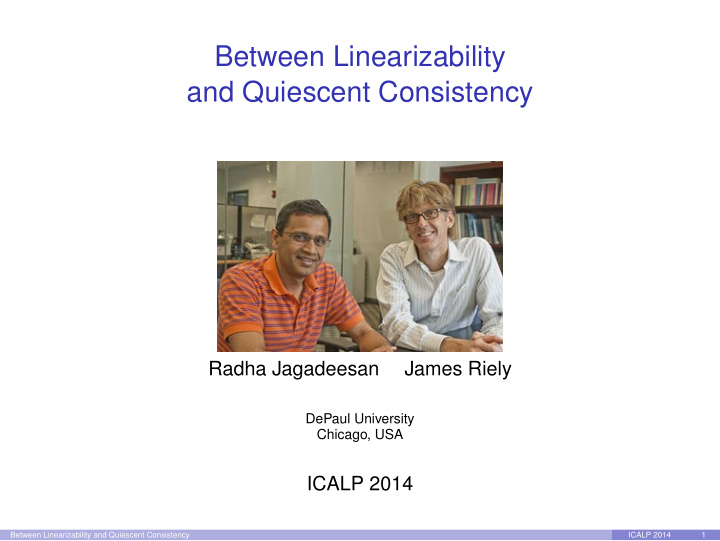 between linearizability and quiescent consistency