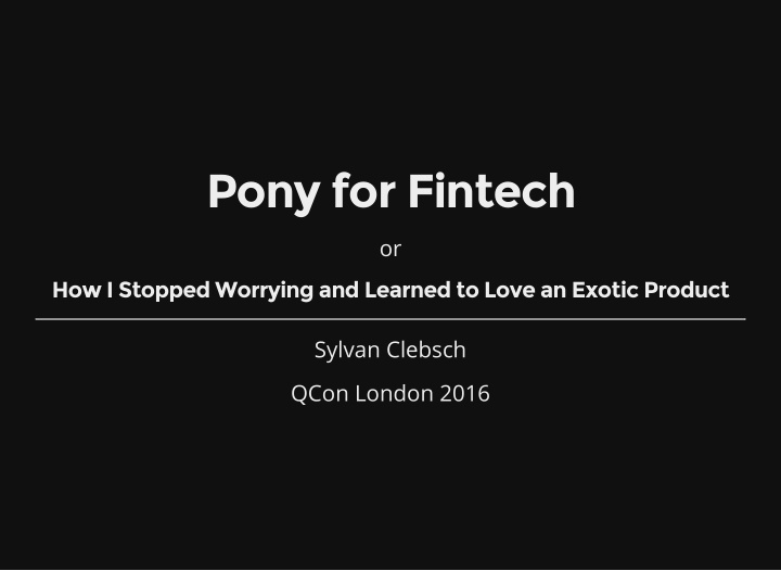 pony for fintech