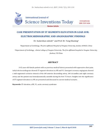 CASE PRESENTATION OF ST SEGMENTS ELEVATION IN LEAD AVR:  ELECTROCARDIOGRAPHIC AND ANGIOGRAPHIC