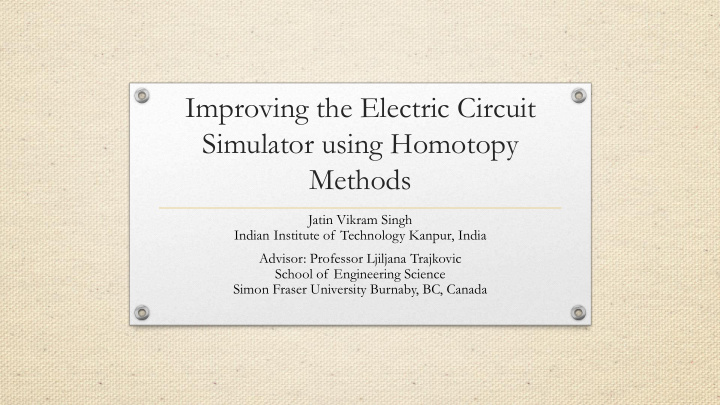 improving the electric circuit