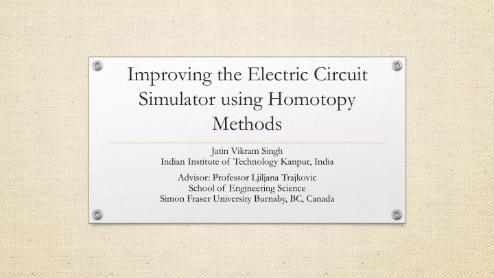 improving the electric circuit