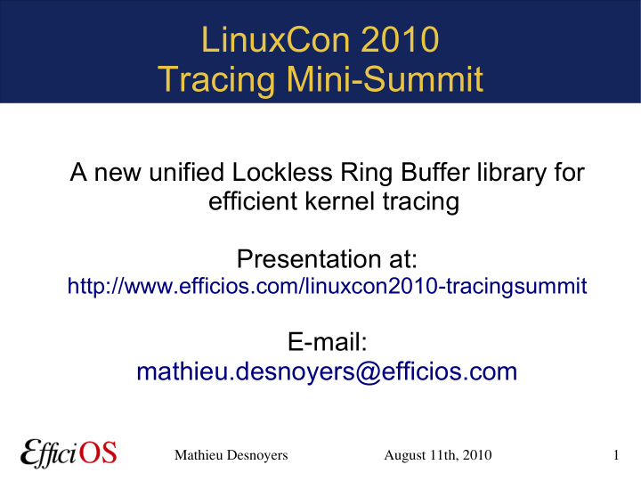 linuxcon 2010 tracing mini summit