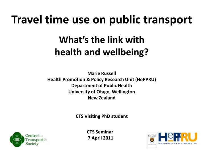 travel time use on public transport