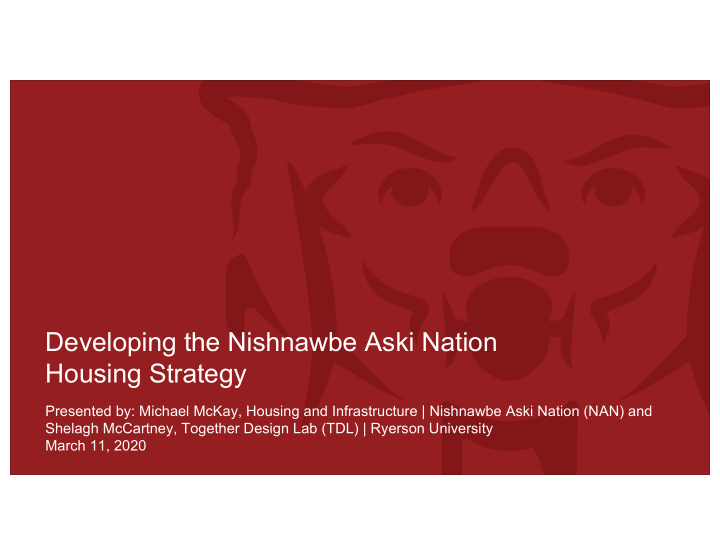 developing the nishnawbe aski nation housing strategy