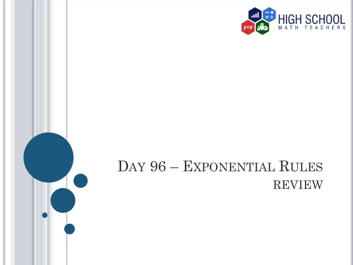 power a way of describing the exponent in exponential