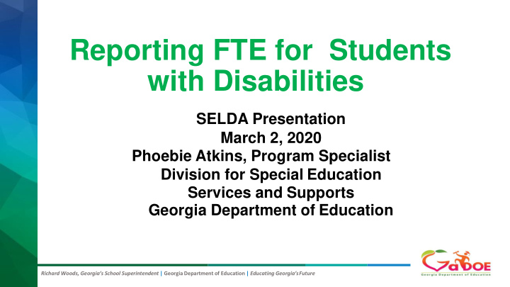 reporting fte for students with disabilities
