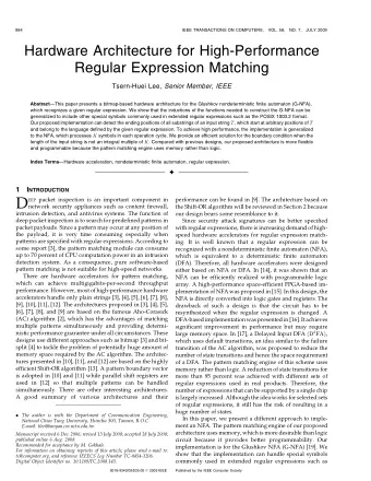 D EEP packet inspection is an important component in  performance can be found in [9]. The