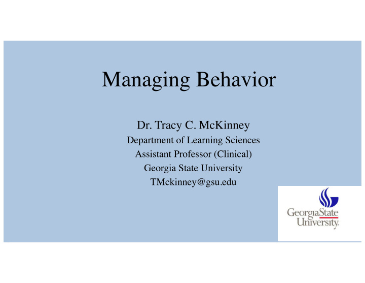 managing behavior
