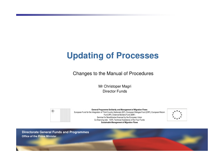 updating of processes