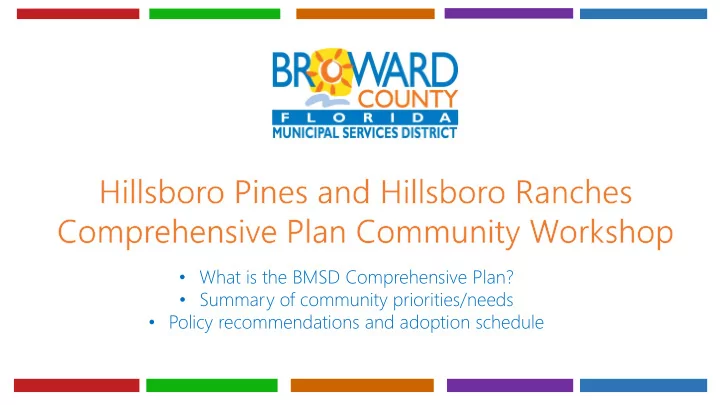 what is the bmsd comprehensive plan summary of community