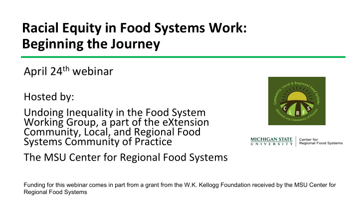 racial equity in food systems work beginning the journey