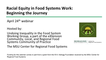 Racial Equity in Food Systems Work:  Beginning the Journey April 24 th webinar  Hosted by:  Undoing