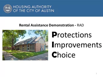 P rotections I mprovements C hoice  1  Todays Agenda  Check in &amp; Get Food