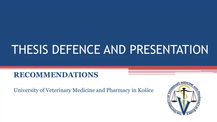 thesis defence and presentation