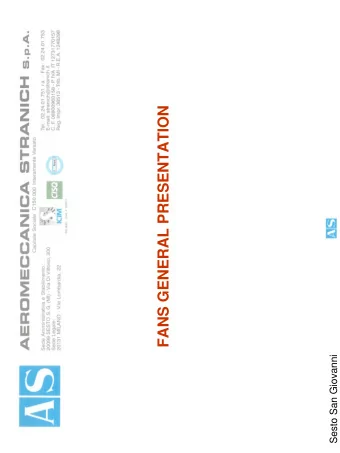 FANS GENERAL PRESENTATION  Sesto San Giovanni  Centrifugal fans and axial fans  Performance Curves