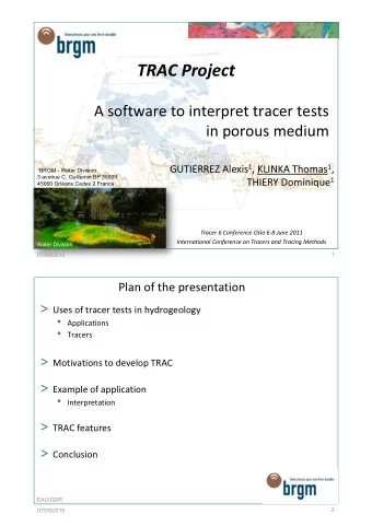 TRACProject  Asoftwaretointerprettracertests  inporousmedium
