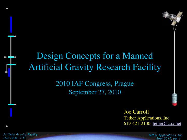 design concepts for a manned artificial gravity research