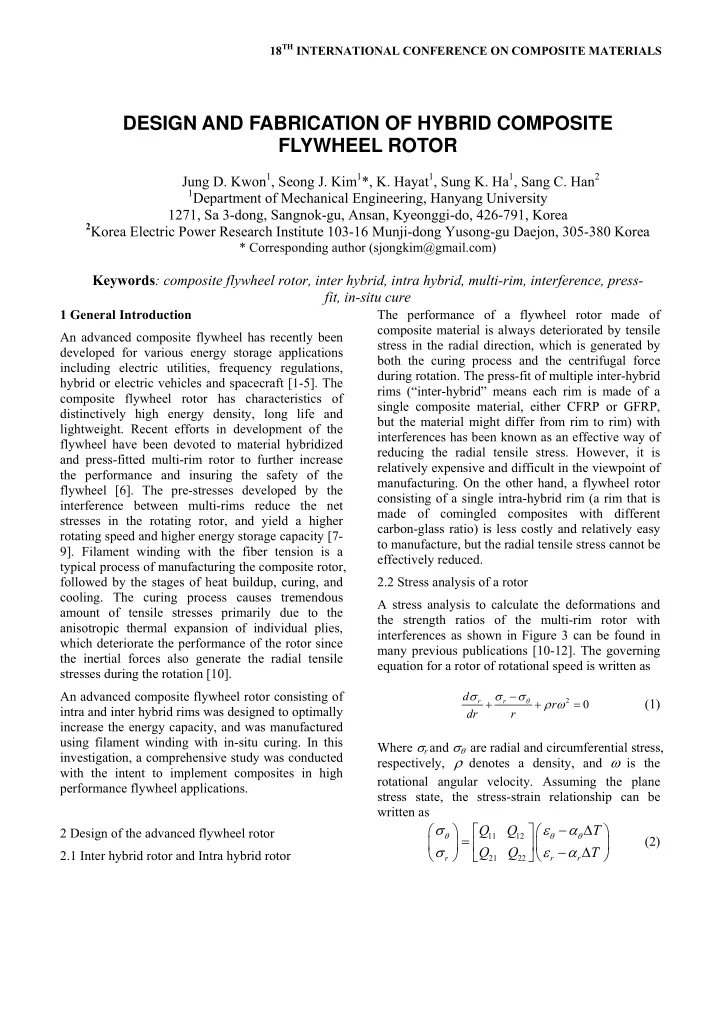 design and fabrication of hybrid composite flywheel rotor