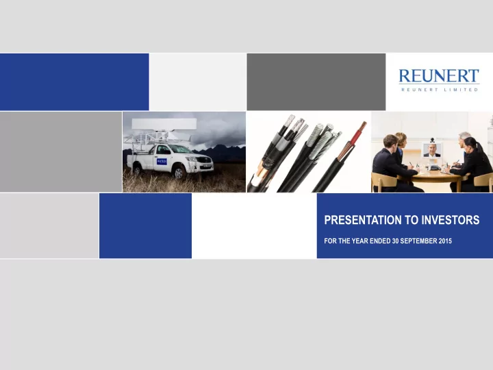 presentation to investors