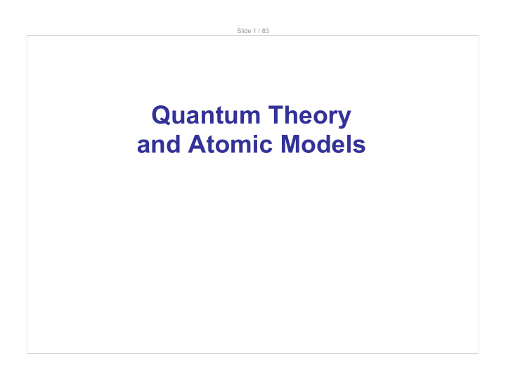 quantum theory and atomic models