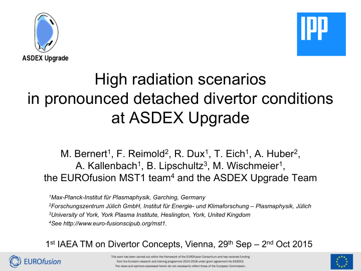 high radiation scenarios in pronounced detached divertor