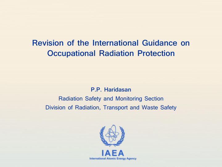 p p haridasan radiation safety and monitoring section