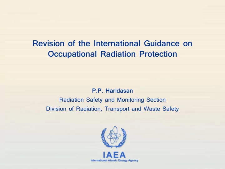 p p haridasan radiation safety and monitoring section
