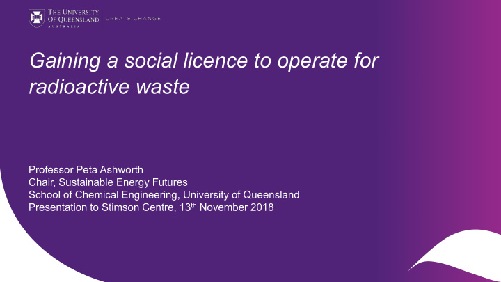 gaining a social licence to operate for radioactive waste