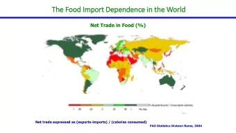 Th  The Food Im  Import  t Dependence in  in th  the World  Net Trade in Food (%)  Net trade