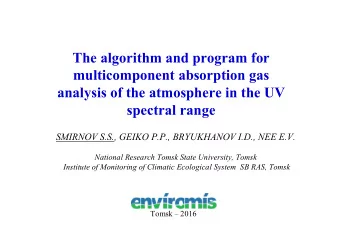 The algorithm and program for  multicomponent absorption gas  analysis of the atmosphere in the UV