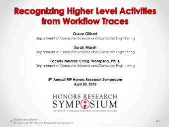 Oscar Gilbert  Department of Computer Science and Computer Engineering  Sarah Marsh  Department of