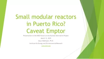 Small modular reactors  in Puerto Rico?  Caveat Emptor  Presentation to the INESI Forum on the