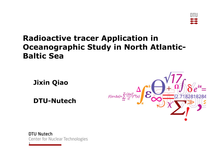 radioactive tracer application in oceanographic study in
