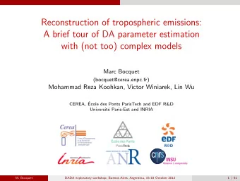 Reconstruction of tropospheric emissions:  A brief tour of DA parameter estimation  with (not too)